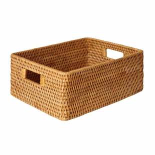 越南藤编收纳筐日式ins桌面手工编织篮子零食盒长方形竹编手提箱