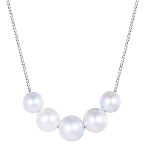 微笑项链女akoya海水珍珠笑脸大小925银锁骨链颈链吊坠年轻款刻字