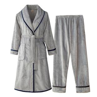 睡袍女秋冬睡衣冬季情侣长款加绒睡袍男外穿可爱珊瑚绒女士冬浴袍