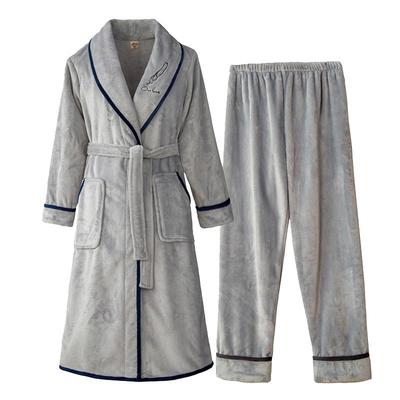 冬季珊瑚绒睡袍优美纺法兰绒女