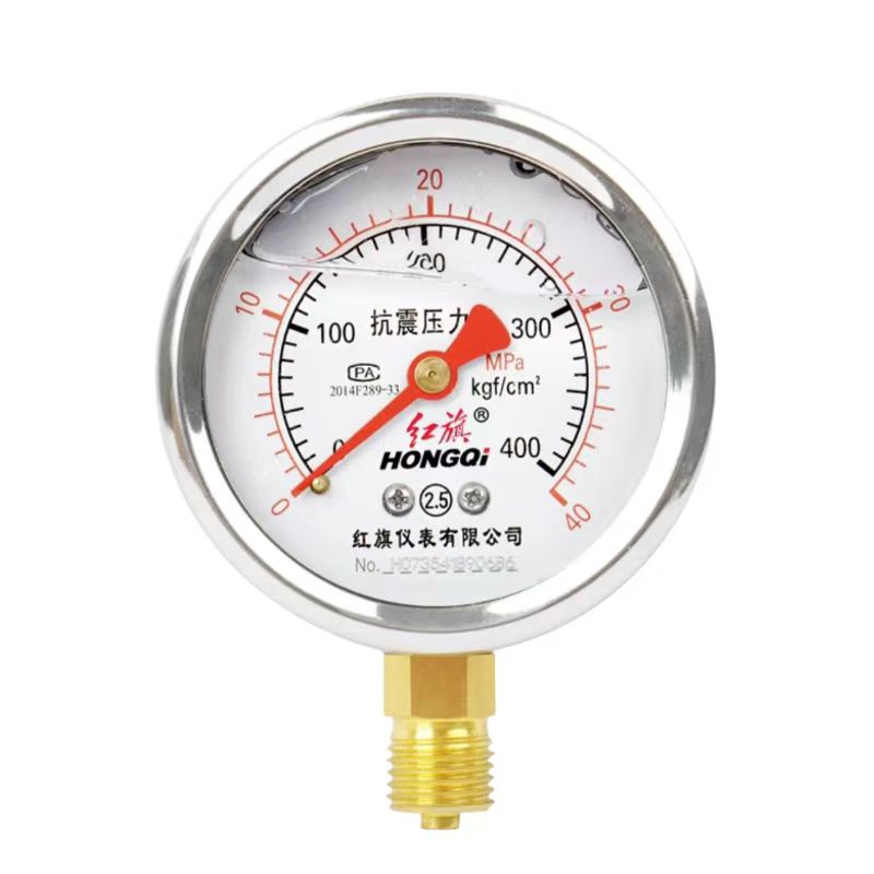 正品红旗不锈钢耐震真空YTN60水压表气缸氧气油压家用防震压力表