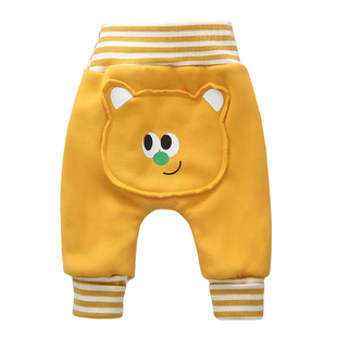 婴儿裤子加绒保暖卡通长裤秋冬高腰护肚大pp裤洋气宝宝外出屁屁裤