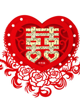 婚礼门贴大门口喜字贴纸立体剪纸