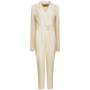 OBEG欧碧倩设计感时尚披风式连体裤冬季高腰直筒长裤1094083