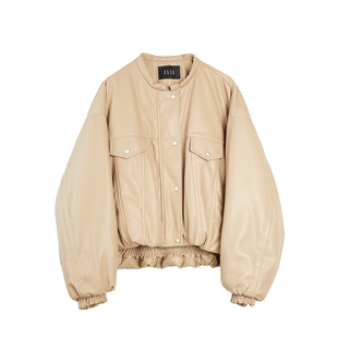 【自营】【流光奶皮】ELLE90白鸭绒夹克式羽绒服女2025冬新款皮衣