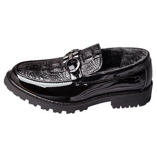 棉皮鞋男款冬季加绒2025新款年轻人英伦风休闲鞋商务正装漆皮男鞋