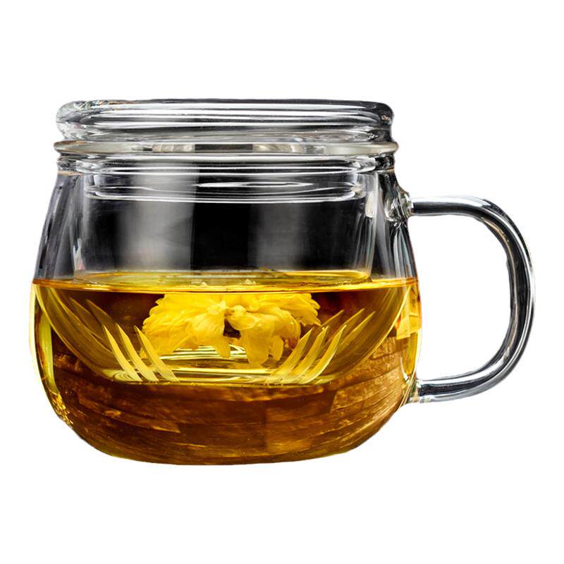 玻璃杯茶杯茶水分离泡茶杯家用耐高温办公室水杯加厚杯子花茶杯