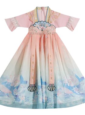 女童汉服夏季薄款短袖国风连衣裙