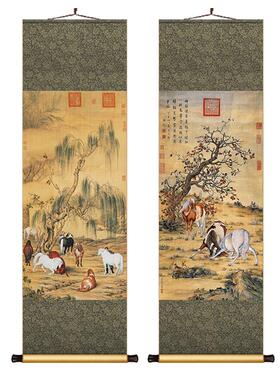 郎世宁客厅八骏图中式