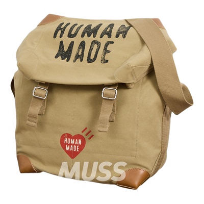 现货 HUMAN MADE CANVAS SHOULDER 做旧军事复古帆布邮差包 25AW