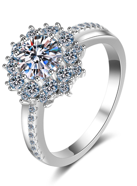 D色1克拉莫桑钻通灵戒指925纯银