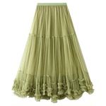 8023 大摆设计感网纱半身裙秋冬女长裙新款木耳花边a字蛋糕蓬蓬裙