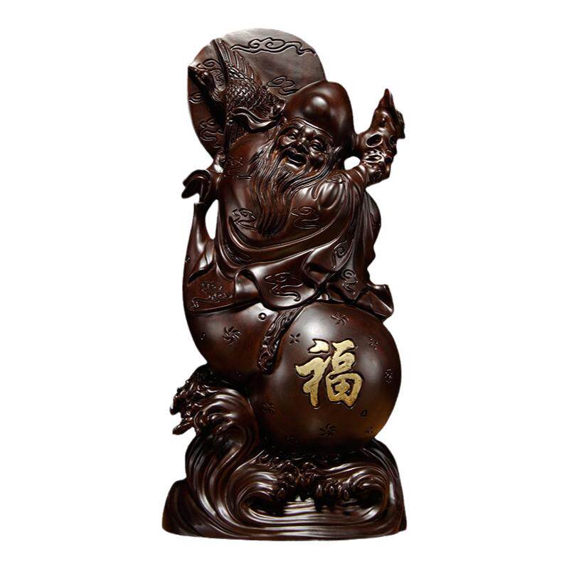 黑檀木雕刻老寿星公寿翁摆件红木家居装饰生日祝寿贺寿礼品工艺品