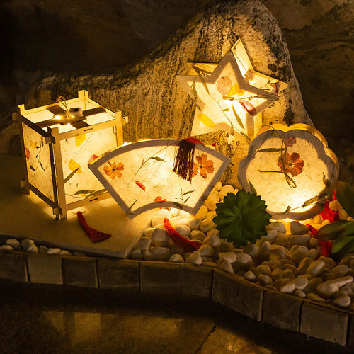 马年灯笼手工花草纸灯笼制作材料包儿童手提兔子花灯古风宫灯中式