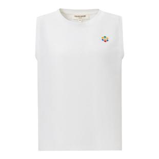 COLOR GOOSE彩鹅 春夏刺绣logo标修身无袖简约休闲背心T恤女