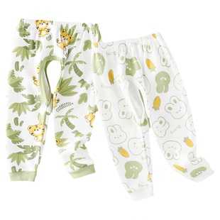 2条装 婴儿开裆裤宝宝春装打底裤纯棉卡通新款灯笼裤女童居家睡裤