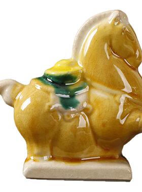 唐三彩陶瓷马元宝小马创意摆件