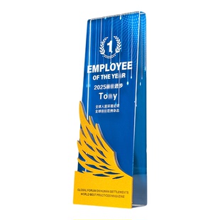 【锌合金翅膀奖杯】定制刻字高档奖杯颁奖典礼Trophy定做厂家直销