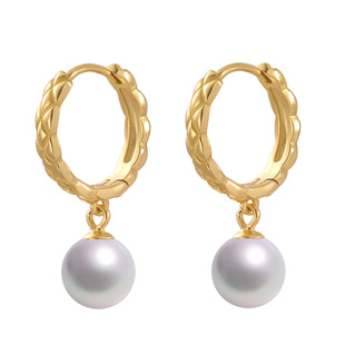 陌上猫原创强光淡水珍珠耳圈时尚大牌耳环ins简约百搭防过敏耳饰