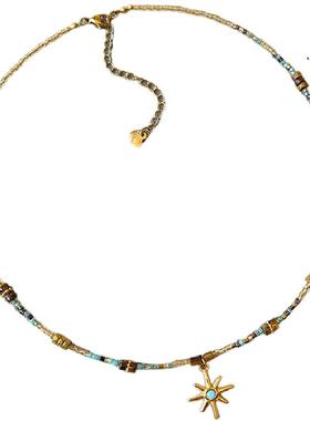 设计感星芒串珠项链女2025新款轻奢小众锁骨链时尚复古毛衣链配饰