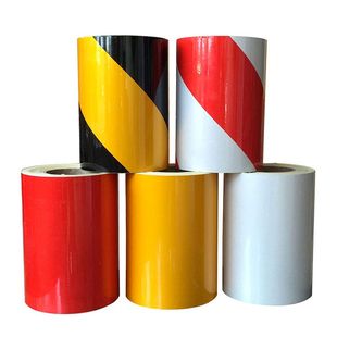 反光膜黄黑红白警示胶带纯色夜间墙面地面铁管柱子标识交通警戒线