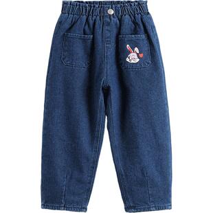 [夹棉加厚]马克珍妮女童保暖牛仔裤儿童裤子宝宝萝卜裤冬装552111