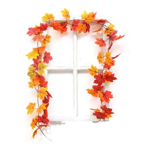 仿真红枫叶藤条挂壁假树叶子万圣节主题橱窗造景墙面吊顶装饰花藤