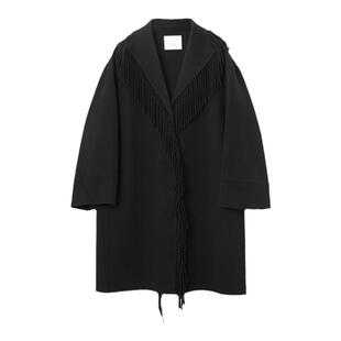 OVV秋冬新款女装流苏装饰边高支羊毛双面呢中长款大衣