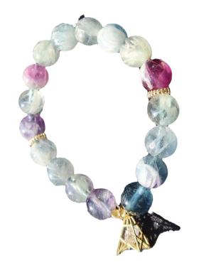 青紫羽石天然水晶腾蛇手链女