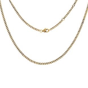 复古黄金古巴链男款足金素金配链女款电黑金纯金侧身链男女款项链