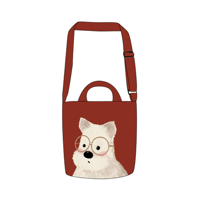 尼睿2025新款红色帆布包可爱小狗手拎斜挎包通勤百搭单肩包女AS