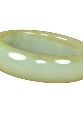 和田玉糖青白玉手镯且末料宽版