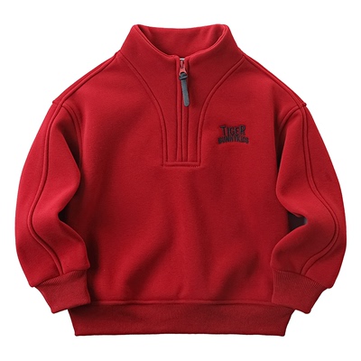 男童加绒卫衣儿童一体绒上衣加厚