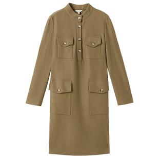 YINER音儿女装冬季优雅气质摩登含绵羊毛H型连衣裙