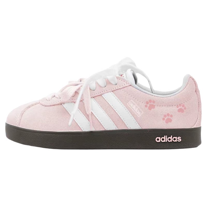 球鞋定制Adidas/阿迪达斯 Neo VL樱粉猫爪可爱德训女子低帮板鞋
