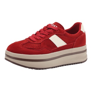 星期六复古真皮德训鞋女款2025秋冬新款百搭厚底增高休闲运动鞋子