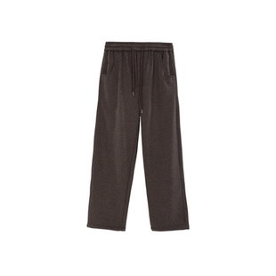 WAOOO 秋冬新款加绒裤子男士直筒宽松垂感休闲裤子棕色休闲长裤