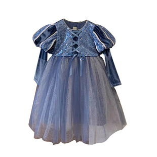 女童艾莎公主裙春秋新款3岁宝宝爱沙连衣裙冬加绒5儿童生日礼服裙