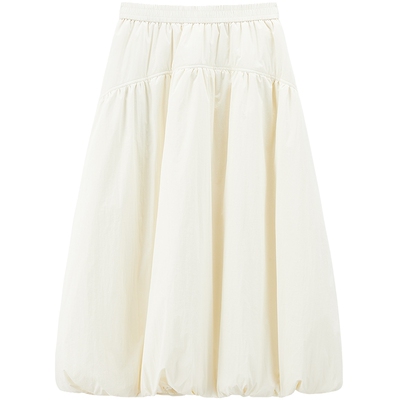 【商场同款】乐町白色花苞裙秋冬新夹棉长裙温暖半身裙C1GFF4411