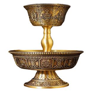 藏式精品黄铜八吉祥护法杯密宗供佛用品圣水供水杯佛前供杯大小号