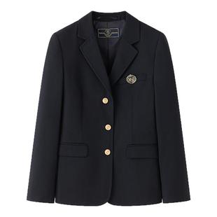 鞠婧祎同款蓝雾冰茶春季JK制服西装外套女短袖格裙套装东京岁时记