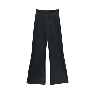 黑色羊毛糯米裤子女秋冬季显瘦修身微喇瑜伽运动裤高腰垂感喇叭裤