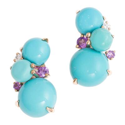 松石花园·18K玫瑰金天然钻石绿松石耳钉诞生石轻奢礼物独特幸运