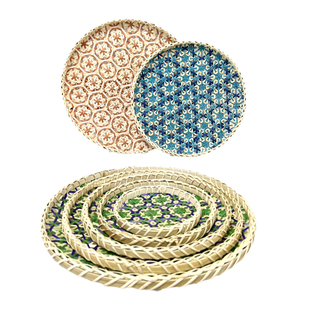 竹编簸箕竹制品工艺品装饰托盘成品舞蹈道具表演平板彩色手工活动