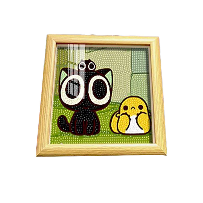 罗小黑钻石画钻石贴画满钻可爱小猫diy手工带框摆台钻石秀点钻ins