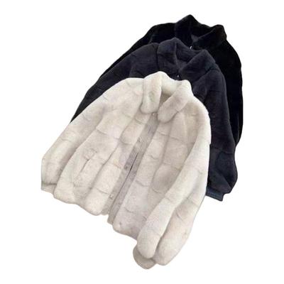 皮毛一体短款丹麦绒貂皮大衣外套