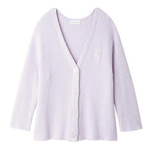 SNIDEL HOME春夏款百搭纯色罗纹V领居家针织开衫SHNT241022