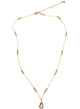 高级感轻奢粉紫色葫芦钛钢项链