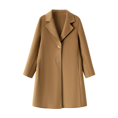 啄木鸟双面羊绒呢大衣秋冬季新款时尚妈妈高档羊毛中长款西装外套