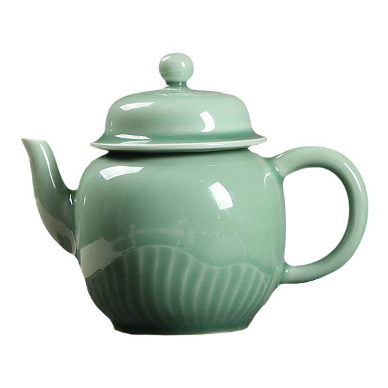 龙泉青瓷手工跳刀茶壶